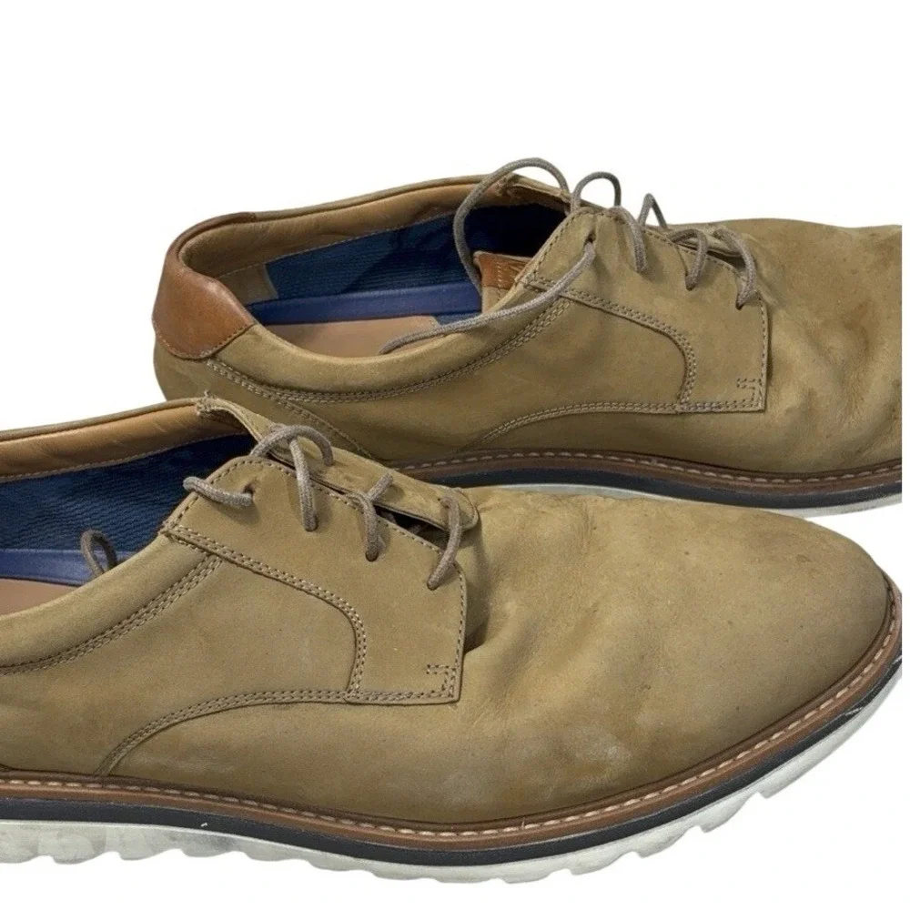 Johnston And Murphy's Men's 14 M Tan Nubuck Oxford Dress Shoes True Foam Comfort